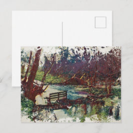 Cartão Postal Impressionist Lakeside Bench at Willow Hall Dam