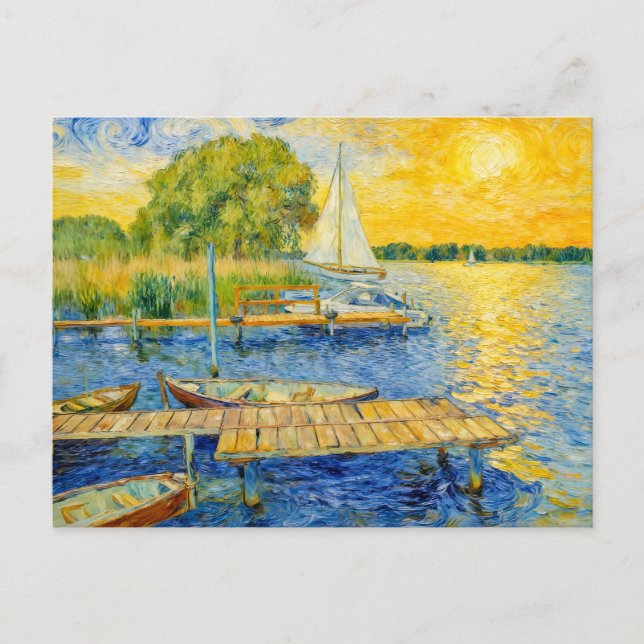 Cartão Postal Impressionist Lakeside Pier on the Wannsee with Bo (Frente)