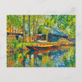 Cartão Postal Impressionist Spreewald Farmhouse with Wooden Boat
