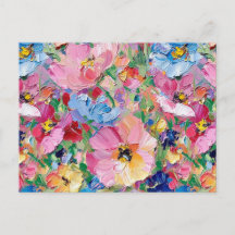 Cartão postal impressionista de flores abstratas