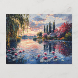 Cartão Postal Impressionista Paisagem Willow Lotus