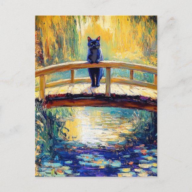 Cartão Postal Impressionista Pintura de Óleo de Lagoa Preta de G (Frente)