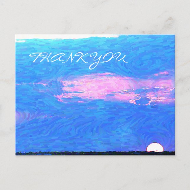 Cartão Postal Impressionista Sunset from Sea Obrigado Cartaz (Frente)