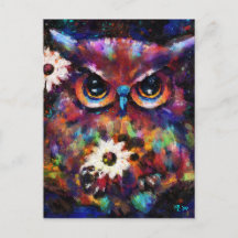 Impressionista Whimsical Floral Coruja Pintura