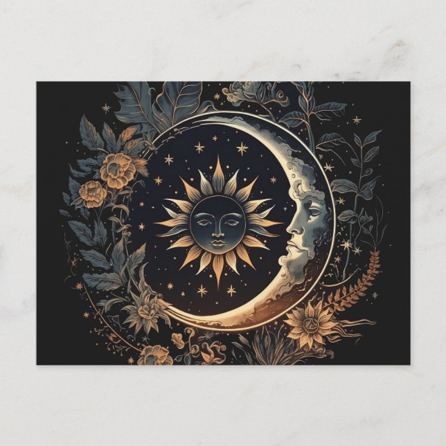 Cartão Postal Impressora Celestial Sun & Moon (Frente)