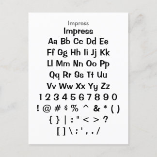 Cartão Postal Imprimir - Folha de Amostra de Fonte Zazzle