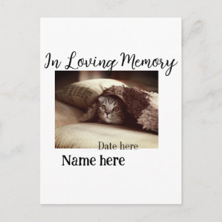 Cartão Postal In loving memory memorial keepsake add pet name