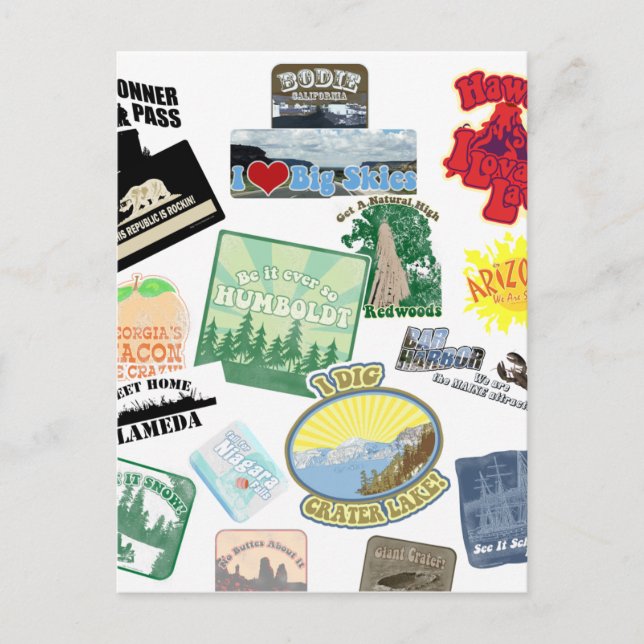 Cartão Postal Incrível Colagem de Viagem (Frente)