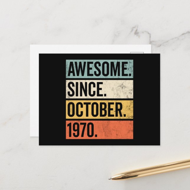 Cartão Postal Incrível desde outubro de 1970 Aniversário (Frente/Verso In Situ)