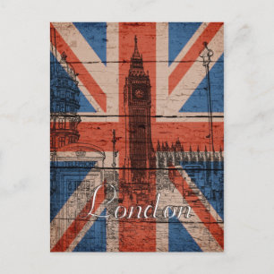Cartão Postal Incrível e legal moda, madeira velha grunge U.k.