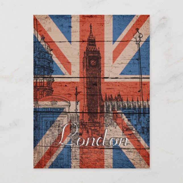 Cartão Postal Incrível e legal moda, madeira velha grunge U.k. s (Frente)