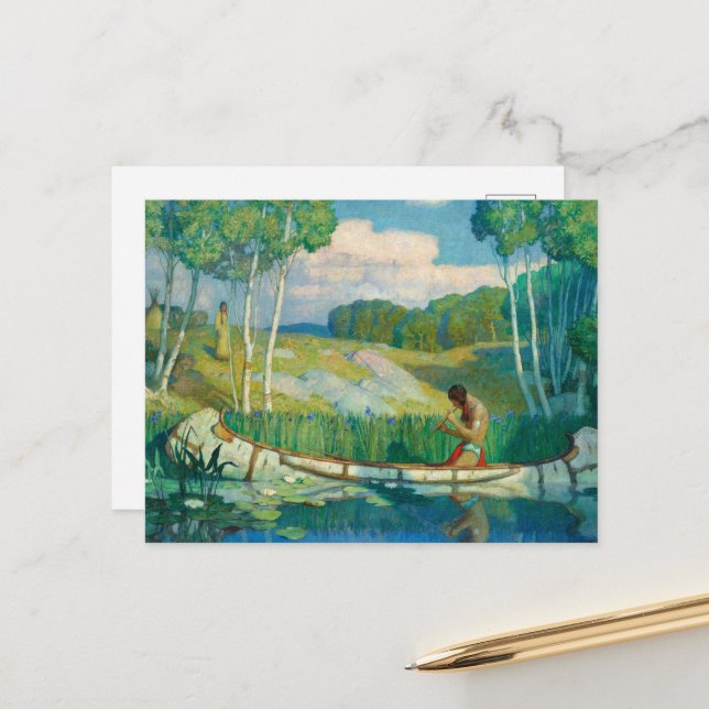 Cartão Postal Índia: Chamada de Amor por Newell Convers Wyeth (Frente/Verso In Situ)