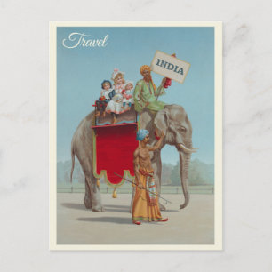 Cartão Postal Índia Elefante Antigo Viagem