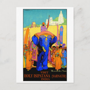 Cartão Postal Índia, Santa Isipatana, elefante azul, safra