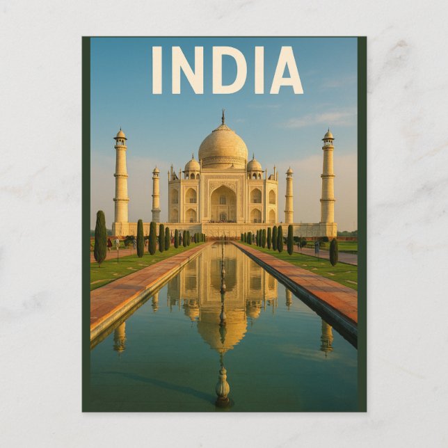 Cartão Postal India – The Majestic Taj Mahal (Frente)