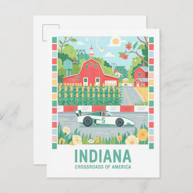 Cartão Postal Indiana Crossestradas da América — Viagem de Verão (Frente/Verso)