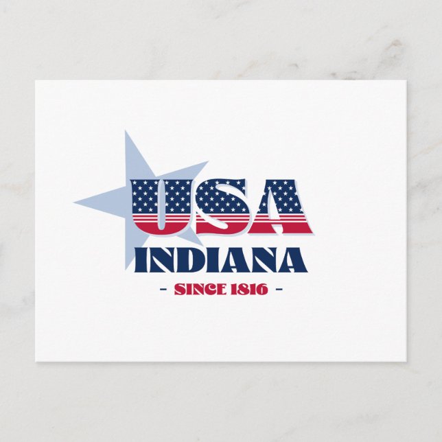 Cartão Postal Indiana em Red, White e Blue Postcard (Frente)