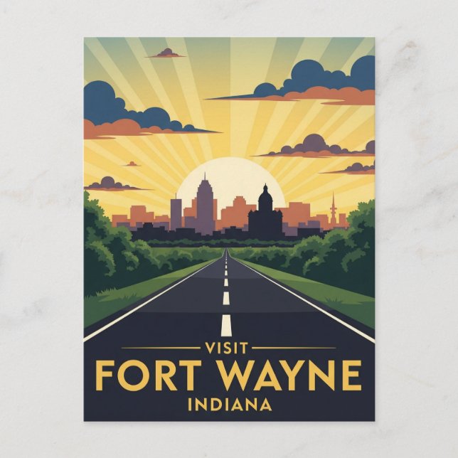 Cartão Postal Indiana Fort Wayne Viagem (Frente)