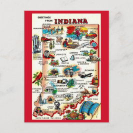 Cartão Postal Indiana Ilustrado Vintage