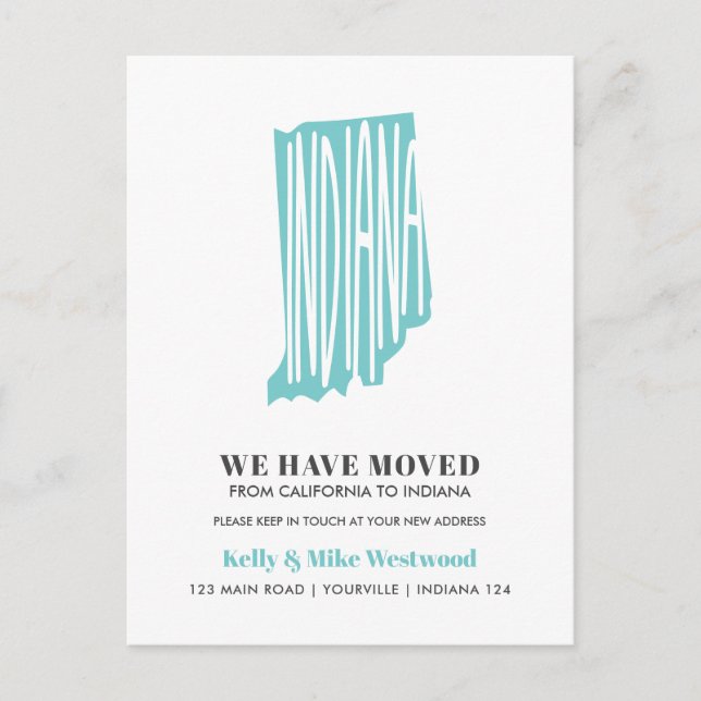 Cartão Postal INDIANA Mudamos Novo endereço Nova Casa    (Frente)