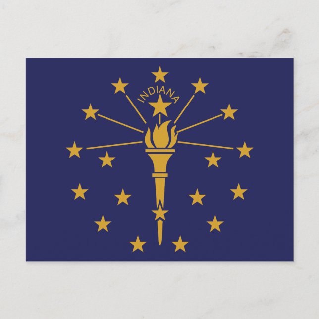 Cartão Postal Indiana State Flag Hoosier State Torch 19 Stars  (Frente)