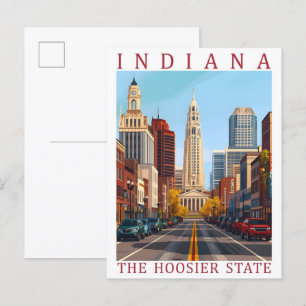 Cartão Postal Indiana the Hoosier State USA Viagem Place