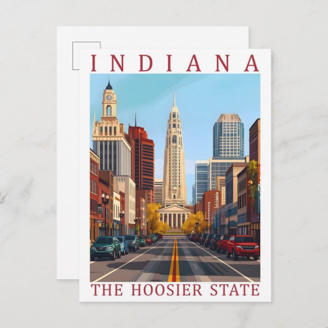 Cartão Postal Indiana the Hoosier State USA Viagem Place (Frente/Verso)