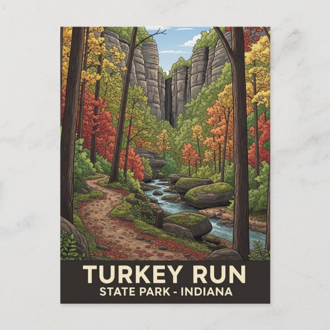 Cartão Postal Indiana Turkey Run State Park Viagem (Frente)