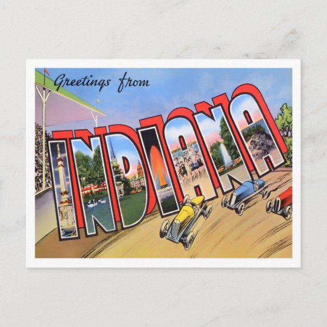 Cartão postal Indiana Vintage Big Letters (Frente)