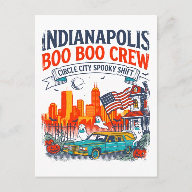 Cartão Postal Indianapolis Circle City Spooky Shift Retro (Frente)