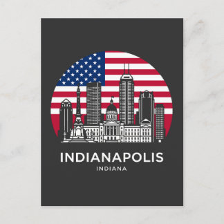 Cartão Postal Indianapolis City Indiana American Flag
