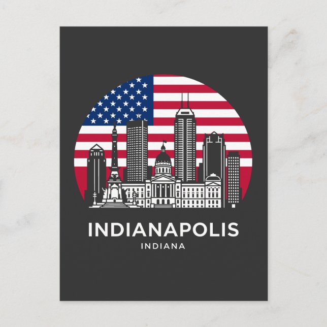 Cartão Postal Indianapolis City Indiana American Flag (Frente)