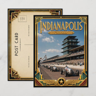 Cartão Postal Indianapolis Indiana Arte Deco Vintage Idade Doura
