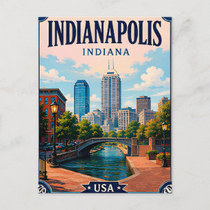 Cartão Postal 🏁 Indianápolis Indiana Memória Do Centro 🏁