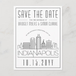 Cartão Postal Indianapolis Wedding Skyline Salvar Data