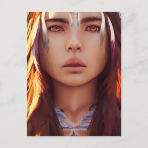 CARTÃO POSTAL INDIANO BONITO INDIANO NATIVO AMERIC