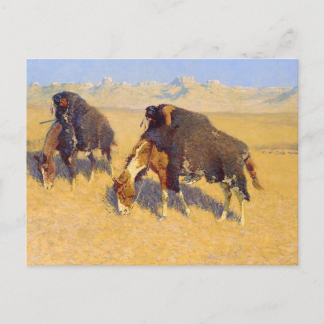 Cartão Postal Indianos Simulando Buffalo (Frente)