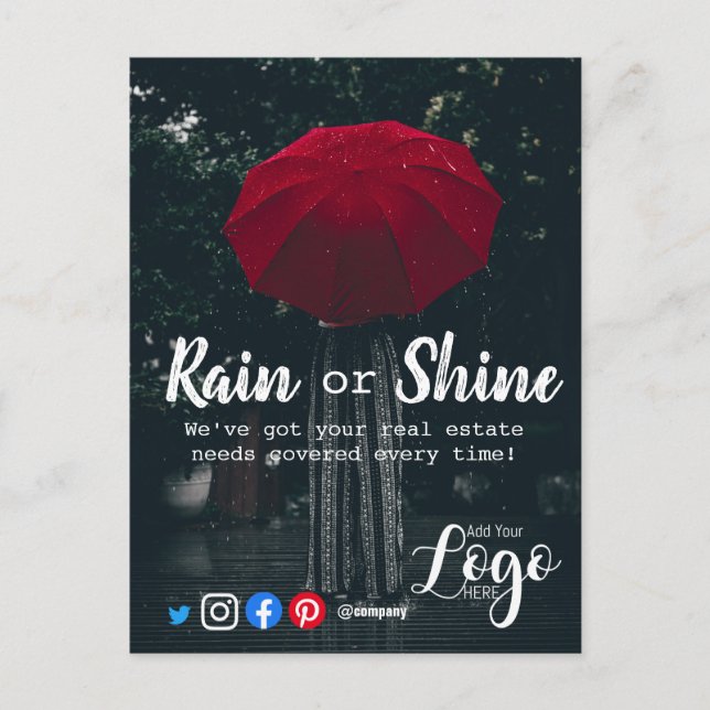 Cartão Postal Indicação de clientes de chuva marketing imobiliár (Frente)