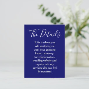 Cartão Postal Indigo Azul e Branco Detalhes de Casamento Minimal