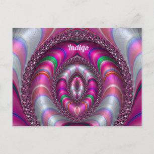 Cartão Postal ÍNDIGO ~ Design de Fractal 3D ROSA ~