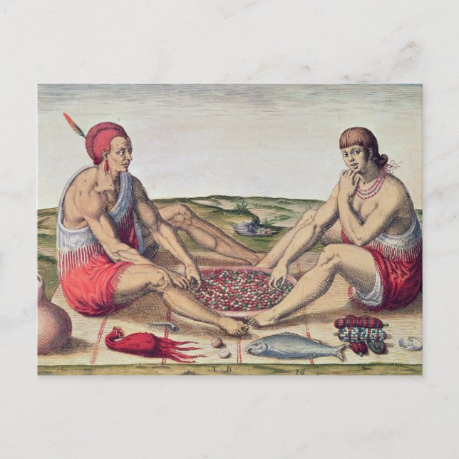 Cartão Postal Índios comendo uma refeição (Frente)