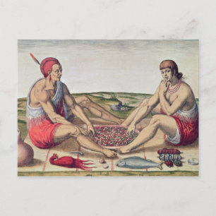 Cartão Postal Índios comendo uma refeição