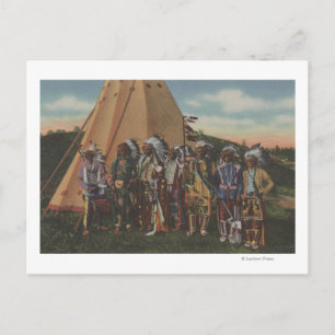 Cartão Postal Índios do Noroeste - Fila de Chefes Indianos em G