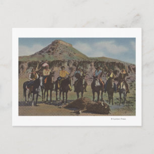 Cartão Postal Índios do Noroeste - Uma Caça Buffalo e Índios