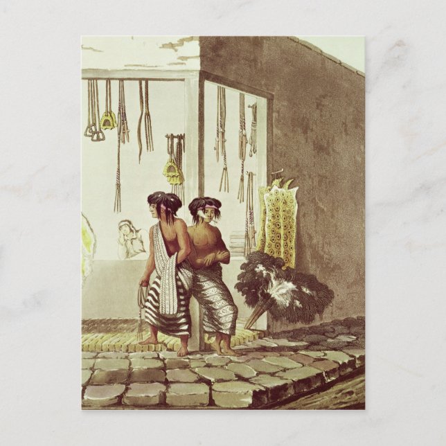 Cartão Postal Índios Pampa em uma loja no mercado indiano (Frente)