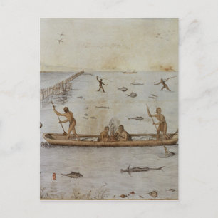 Cartão Postal Índios pescando