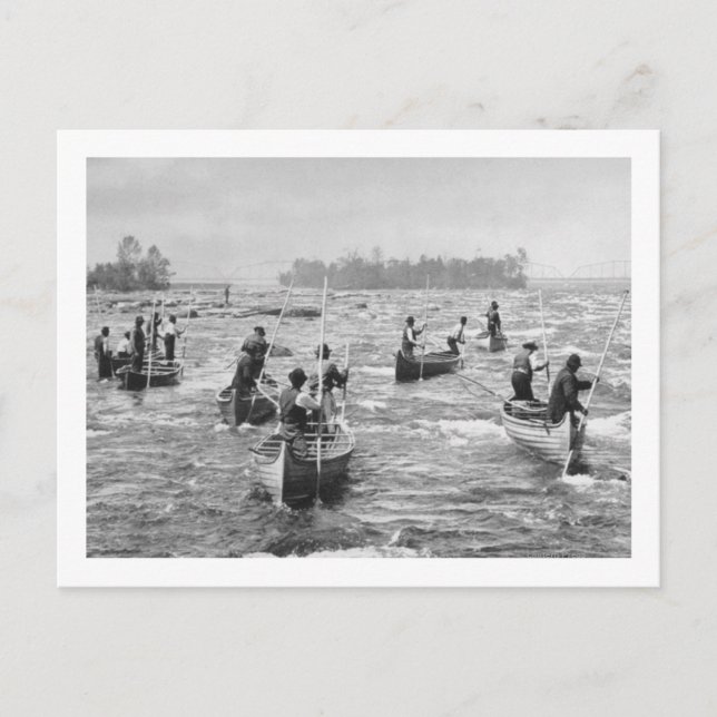 Cartão Postal Índios pescando no Canal Fotografia do Soo (Frente)