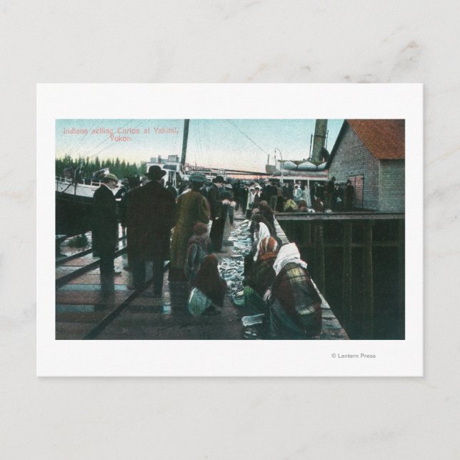 Cartão Postal Índios vendendo currios em Yakital, Yukon (Frente)
