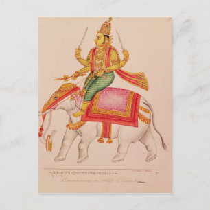 Cartão Postal Indra, Deus das Tempestades, montado num elefante