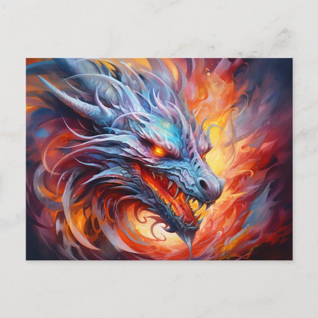 Cartão Postal Inferno Spiral – Chinese Airbrush Dragon in Orange (Frente)